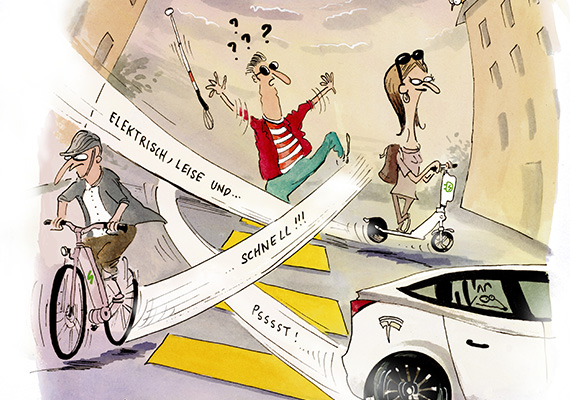 TWS2025_E-Fahrzeuge Comic - leise schnell und gefährlich